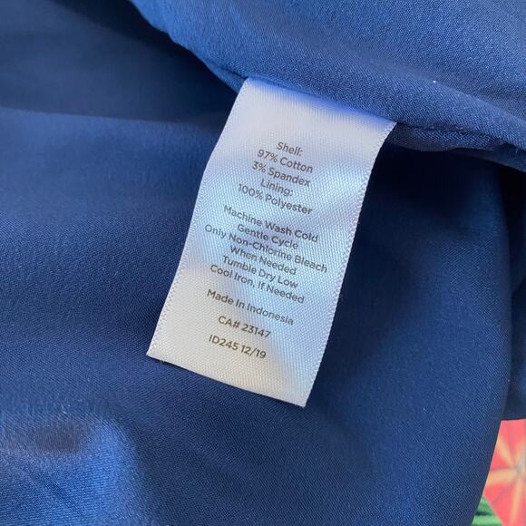 Talbots Cotton Canvas A-line Skirt Hibiscus Print Bright Floral Dopamine Size 12 - Picture 7 of 8